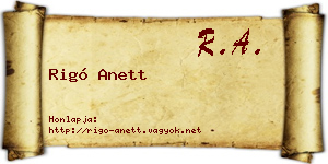 Rigó Anett névjegykártya